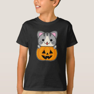Süßer Halloween-Kater in Jack o Lantern T-Shirt