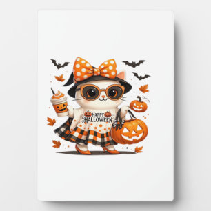 Süßer Halloween-Kater � Kawaii Hexen-Kitty mit Kür Fotoplatte