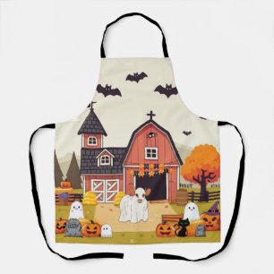 Süßer Halloween-Kuh- und Bauernhof Schürze