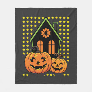 Süßer Halloween-Kürbis Geisterhaus Stern Fleecedecke