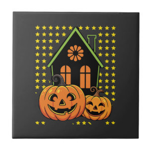 Süßer Halloween-Kürbis Geisterhaus Stern Fliese