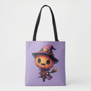 Süßer Halloween-Kürbis-Hexenmeister Tasche