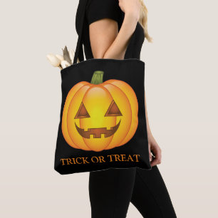 Süßer Halloween-Kürbis mit 'Süßes oder Saures'-Tex Tasche
