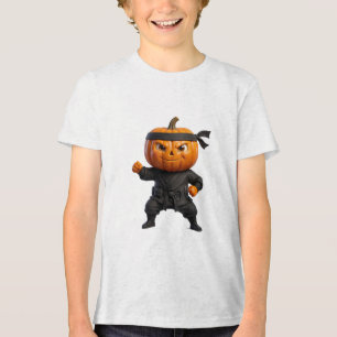 Süßer Halloween-Kürbis-Ninja-Kampfsport Tri-Blend Shirt