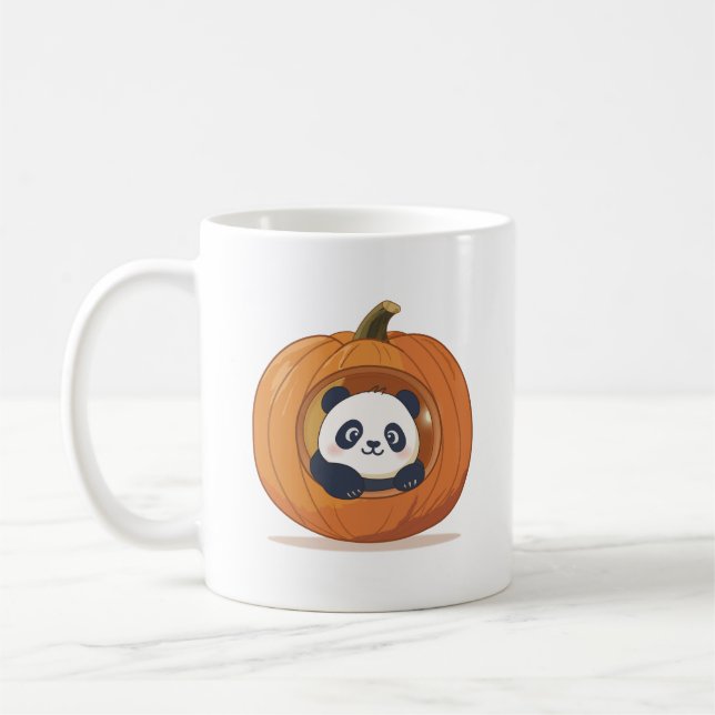 Süßer Halloween-Kürbis-Panda Kaffeetasse (Links)
