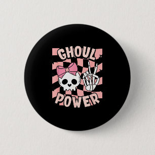 Süßer Halloween Lustiger Mädchen Ghoul Power Rosa Button