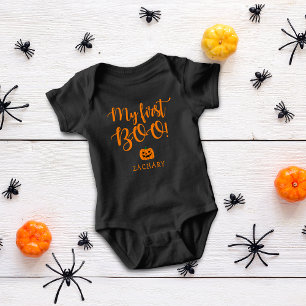 Süßer Halloween Mein erstes Buh-Kürbis-Name Baby Strampler