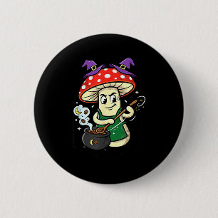 Süßer Halloween-Pilz-Hexenhut-Kessel-Magie  Button