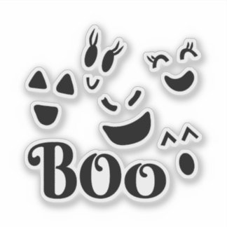 Süßer Halloween-Schwarz-Weiß-BOO-Geist-Vinyl Aufkleber