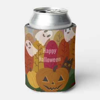 Süßer Halloween-Schwarzer-Kater und Geister Herbst Dosenkühler