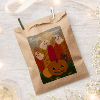 Süßer Halloween-Schwarzer-Kater und Geister Herbst Geschenktütchen