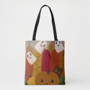 Süßer Halloween-Schwarzer-Kater und Geister Herbst Tasche