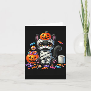 Süßer Halloween-Schwarzer-Katze-Kürbis-Süßes-oder- Karte