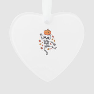 Süßer Halloween tanzender Skelett mit Kürbiskopf Ornament