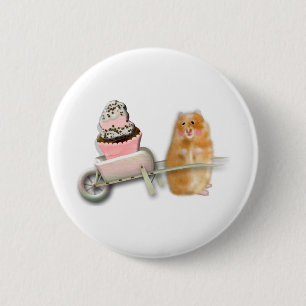 Süßer Hamster mit Muffin-Illustration Geschenk Button