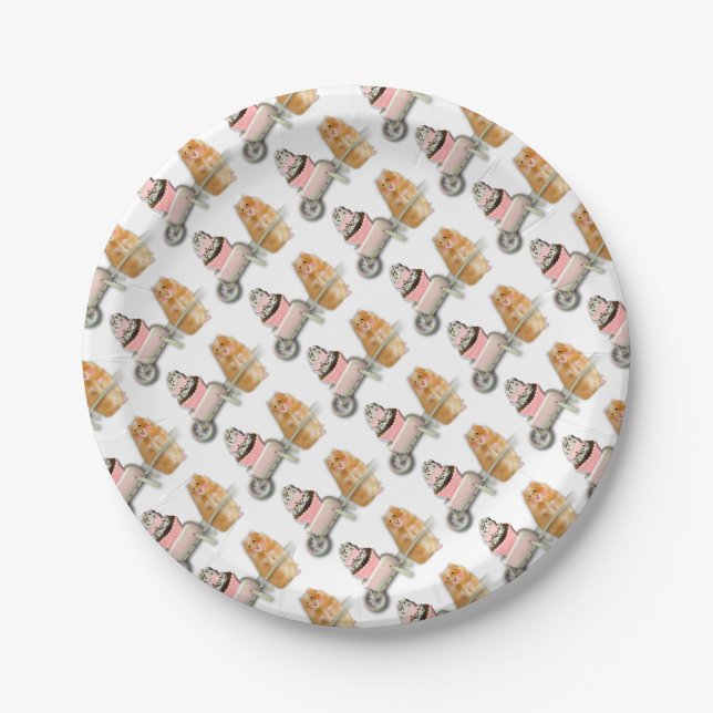 Süßer Hamster mit Muffin-Illustration Geschenk Pappteller (Vorderseite)
