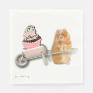 Süßer Hamster mit Muffin-Papier-Serviette. Serviette