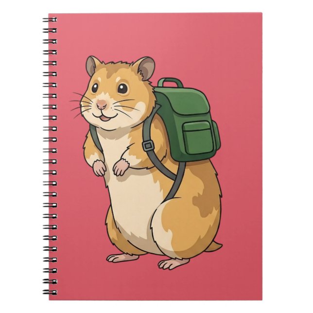 Süßer Hamster-Wanderer mit Rucksack Notizblock (Vorderseite)