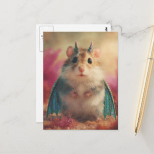 Süßer Hamsterdrache mit Hörnern zum Knuddeln Postkarte