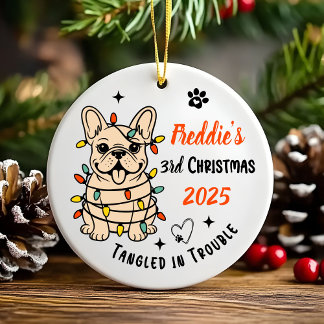 Süßer handgezeichneter Französischer Bulldogge ers Keramik Ornament