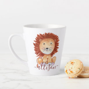 Süßer handgezeichneter Löwe personalisiert für Kin Milchtasse