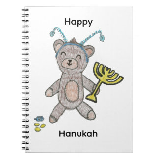 Süßer Happy-Hanukkah-Teddybär Spiralblock Notizblock