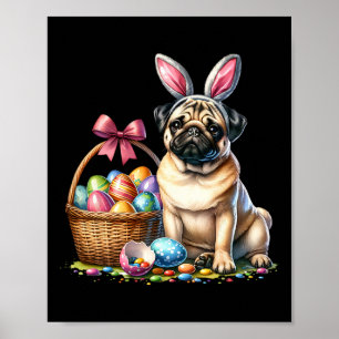 Süßer Hase Boxer Hund Blumen Oster Eier Skizze Hun Poster