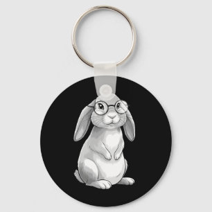 Süßer Hase Geek Nerd Kaninchen Hipster Damen Mädch Schlüsselanhänger