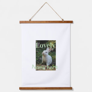 Süßer Hase Kaninchen Haustier Foto Name grün Paste Wandteppich Mit Holzrahmen