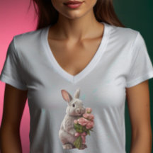 „Süßer Hase mit rosa Rosen“ Ansprechendes Art Desi