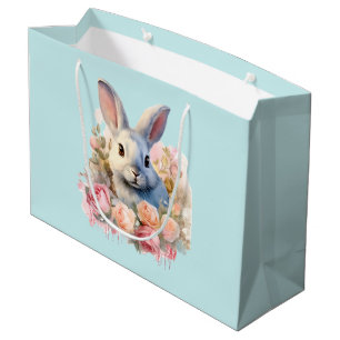 Süßer Hase mit Rosengirlande Große Geschenktüte