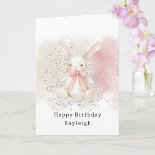 Süßer Hase mit Schleife Geburtstag Karte