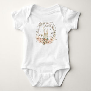 Süßer Hase Vintage-Blumen Grünzeug Blätterwerk Jun Baby Strampler