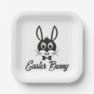 Süßer Hasengesicht-Junge Cartoon-Osterhase Pappteller