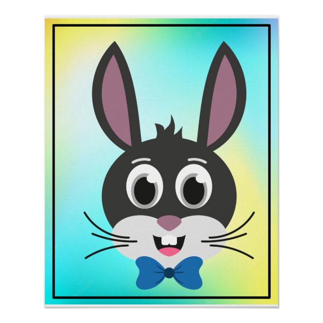 Süßer Hasengesicht-Junge Cartoon-Osterhase Poster (Vorderseite)