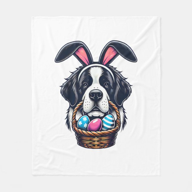 Süßer Hasenohren-Sankt-Bernhard-Hund-Ostern-Ei-Bes Fleecedecke (Vorderseite)