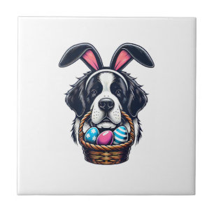 Süßer Hasenohren-St.-Bernhard-Hund-Ostereier-Besit Fliese