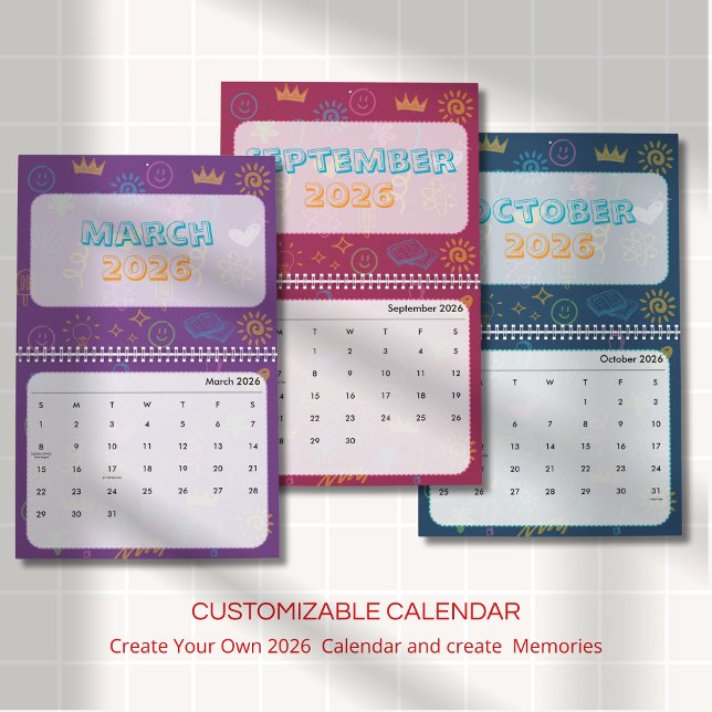 Süßer heller Doodle-Kalender 2026 Kalender (Von Creator hochgeladen)