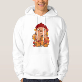Süßer Herbst-Capybara mit Kürbissen und roter Bask Hoodie