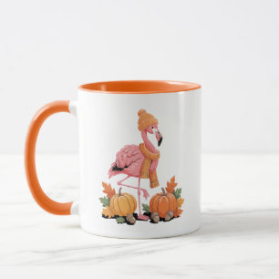 Süßer Herbst Flamingo Mützen Schal Kürbisse Tasse