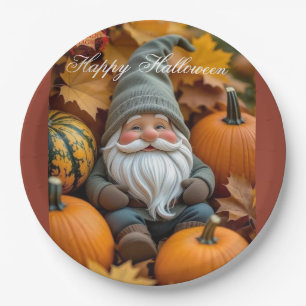 Süßer Herbst-Gnom-Kürbis Frohes Halloween Papier-T Pappteller