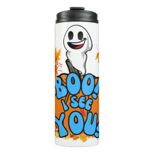 Süßer Herbst-Halloween-Geist Boo! Ich sehe dich! A Thermosbecher