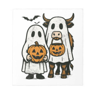 Süßer Herbst Highland-Kuh-Geist Halloween 2 Notizblock
