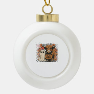Süßer Herbst Highland-Kuh-Geist Halloween Keramik Kugel-Ornament