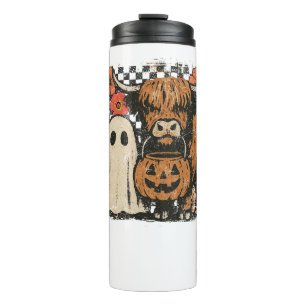 Süßer Herbst Highland-Kuh-Geist Halloween Thermosbecher