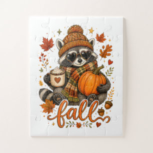 Süßer Herbst-Waschbär-Kürbis-Herbstkaffee