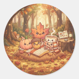 Süßer Herbstfreunde-Aufkleber Runder Aufkleber