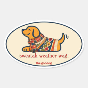 Süßer Herbstpullover-Hund Ovaler Aufkleber