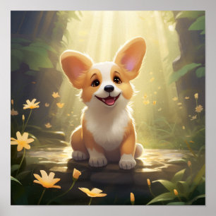 Süßer herunterladbarer Welsh Corgi Poster