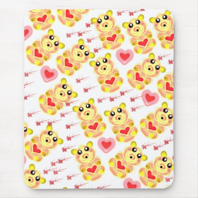 Süßer Herz Bär Nursery Muster Mousepad (Vorne)